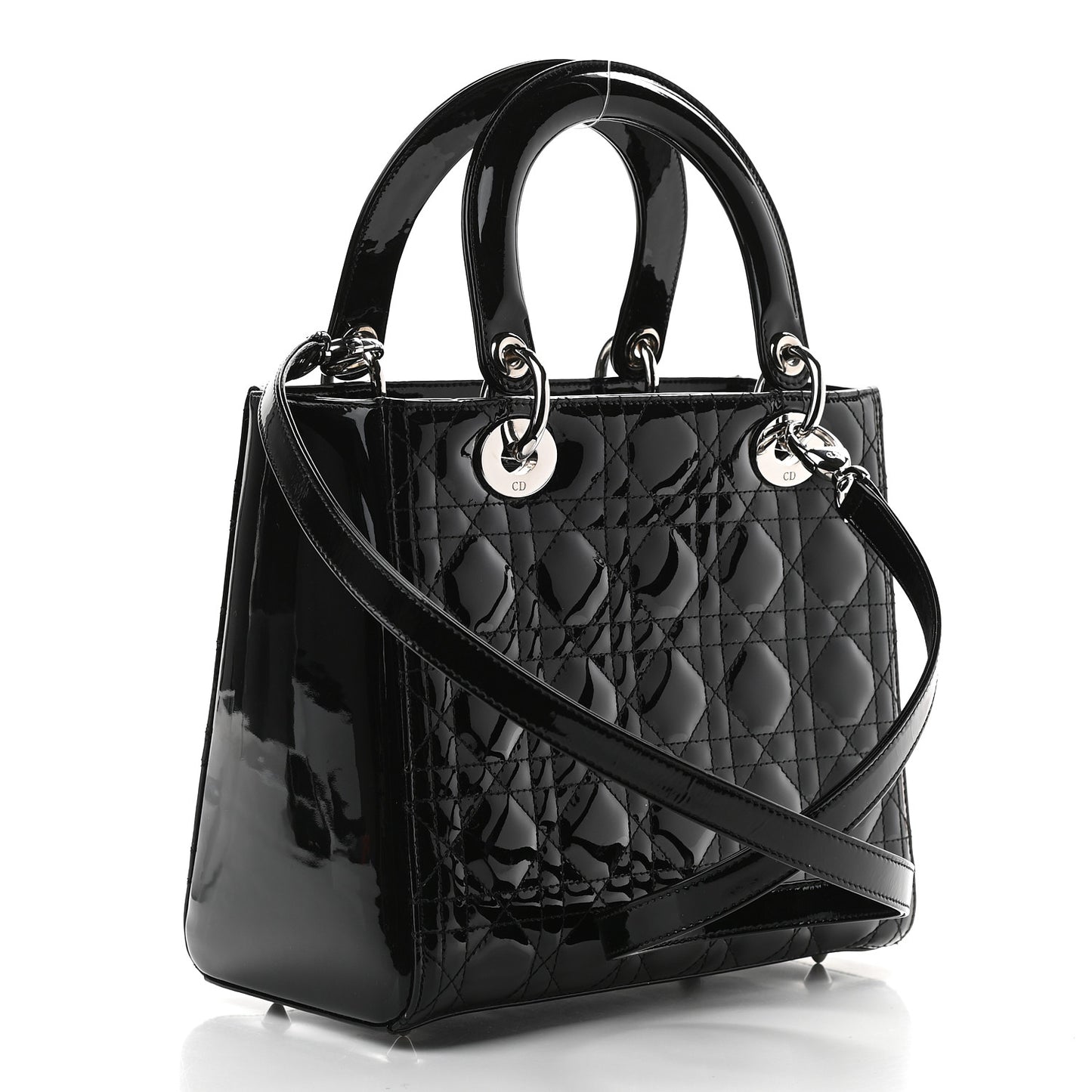 Patent Cannage Medium Lady Dior Black