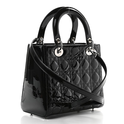 Christian Dior Patent Cannage Medium Lady Dior Black 3 of 9