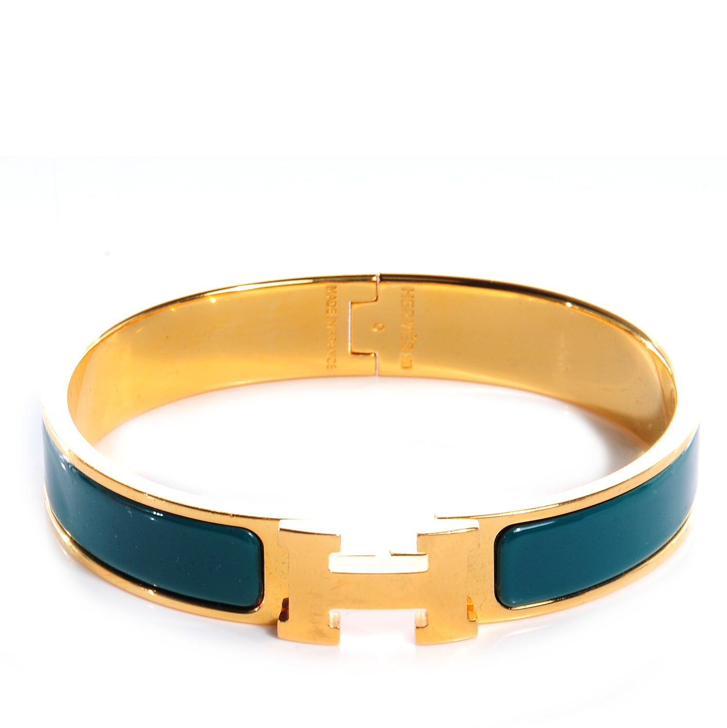 Hermes Enamel Narrow Clic Clac H Bracelet PM Malachite 1 of 5