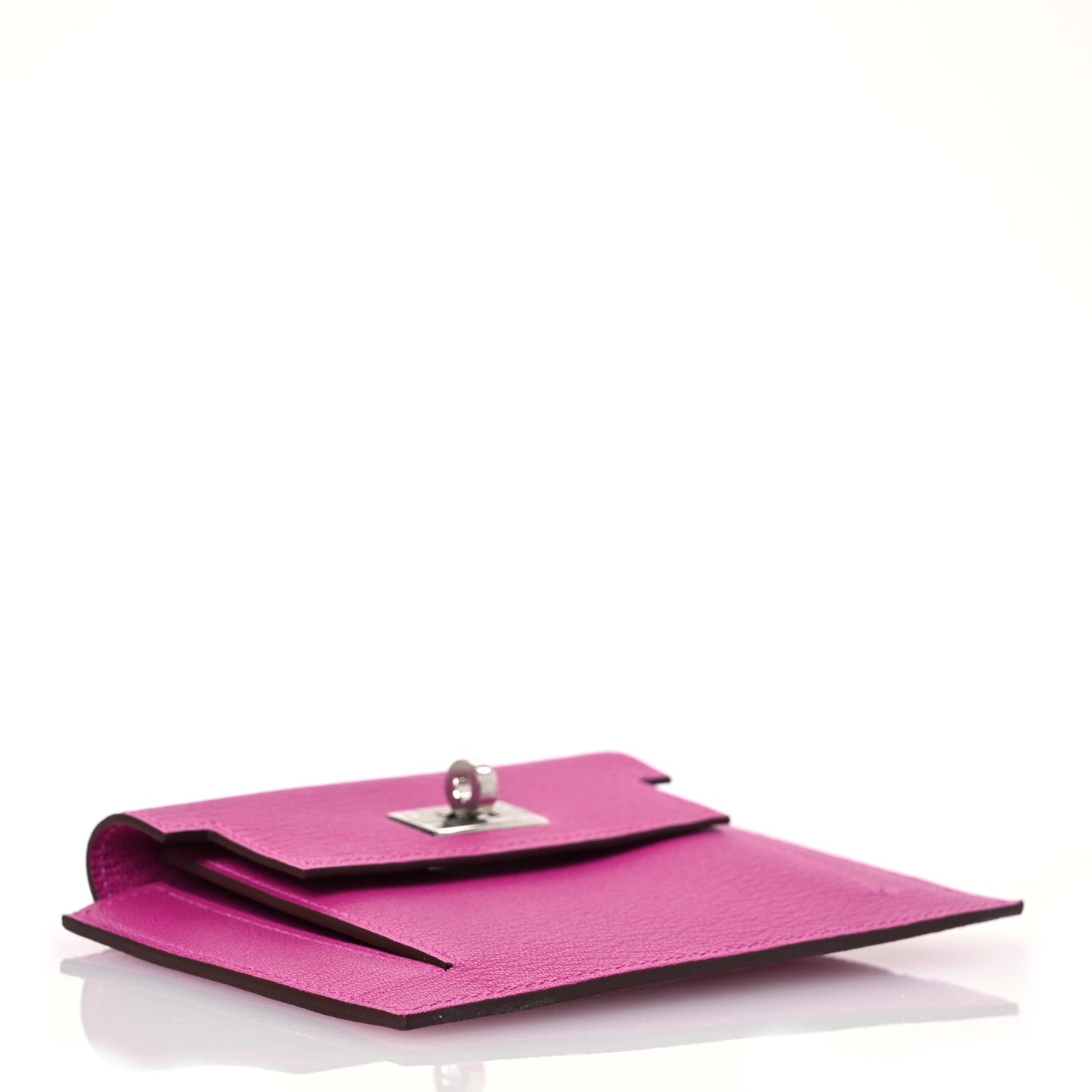 Chevre Mysore Kelly Pocket Compact Wallet Rose Pourpre