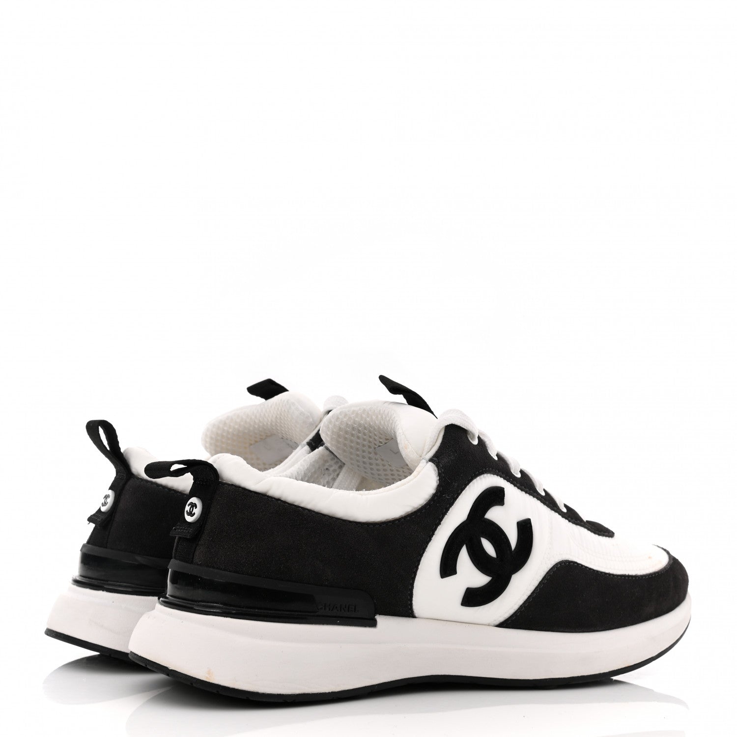 Chanel Nylon Suede Calfskin CC Sneakers 39 White Dark Grey 4 of 8