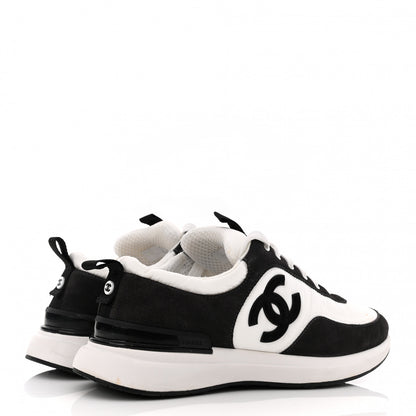 Chanel Nylon Suede Calfskin CC Sneakers 39 White Dark Grey 4 of 8