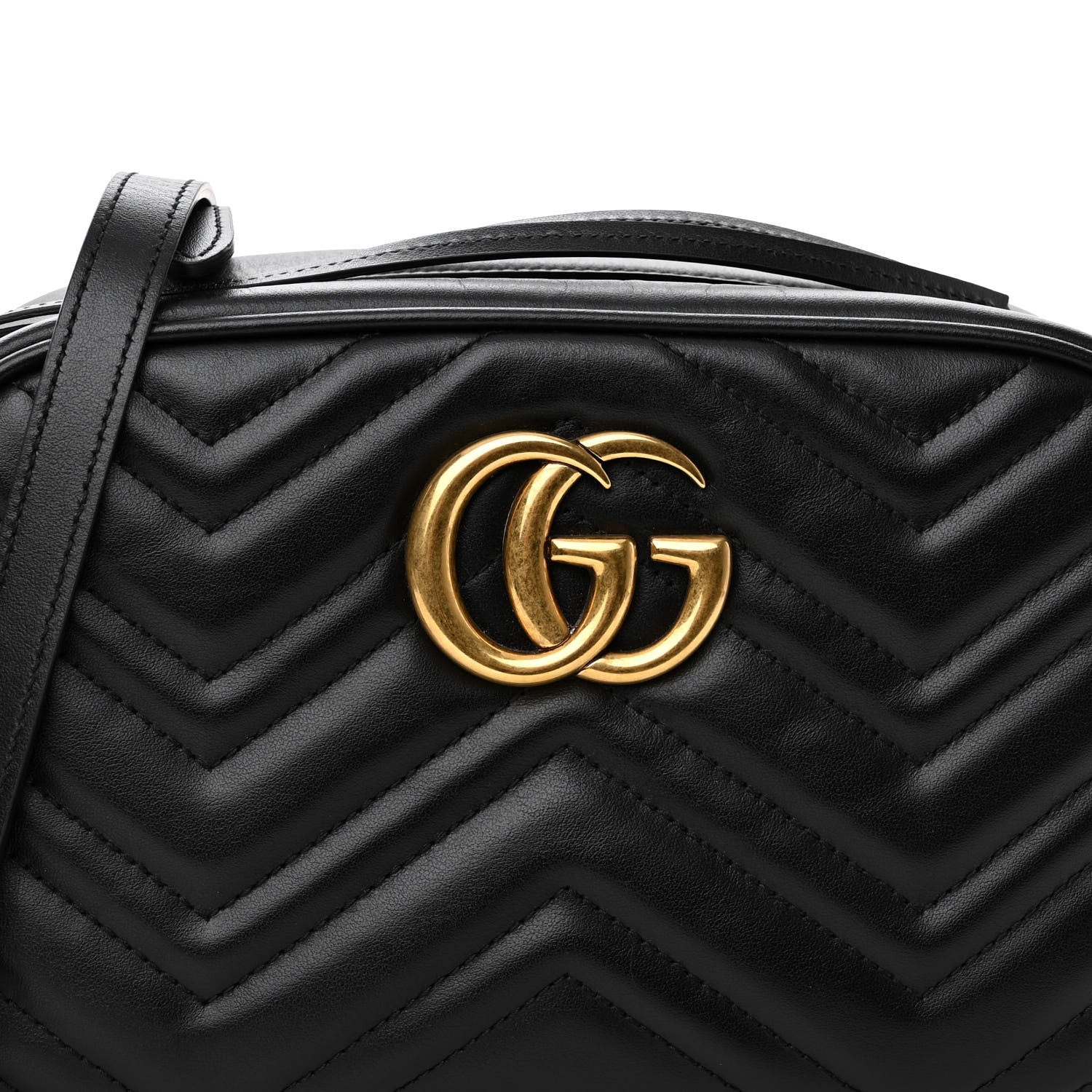 Gucci Calfskin Matelasse Small GG Marmont Chain Shoulder Bag Black 8 of 10
