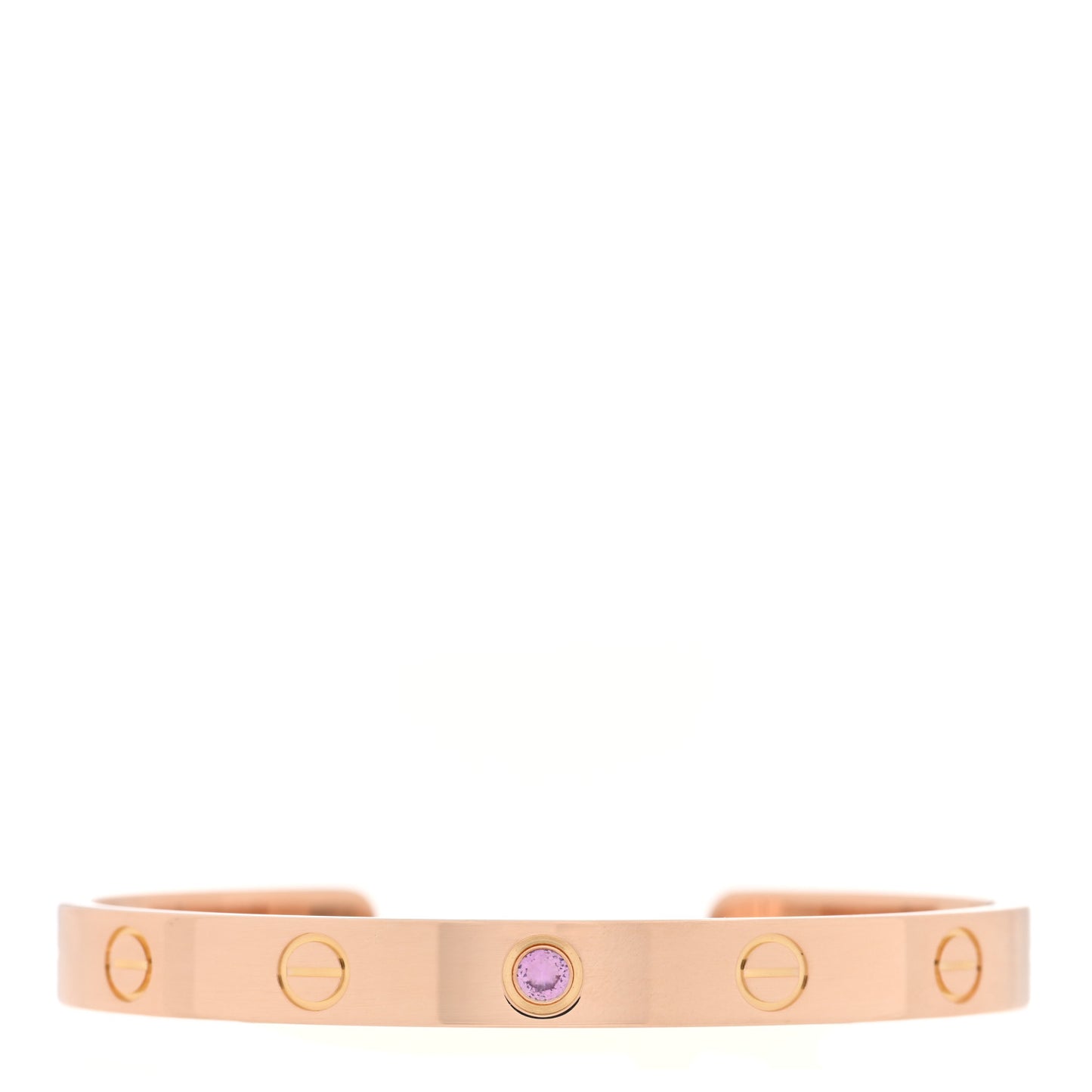 18K Pink Gold Pink Sapphire LOVE Cuff Bracelet 16