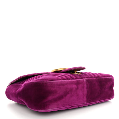 Gucci Velvet Matelasse Medium GG Marmont Shoulder Bag Fuchsia Violet Cyclamen 4 of 14