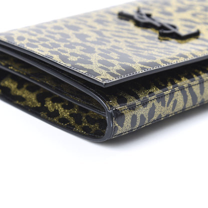 Saint Laurent Patent Leopard Print Monogram Chain Wallet Leopard Black Gold 6 of 9