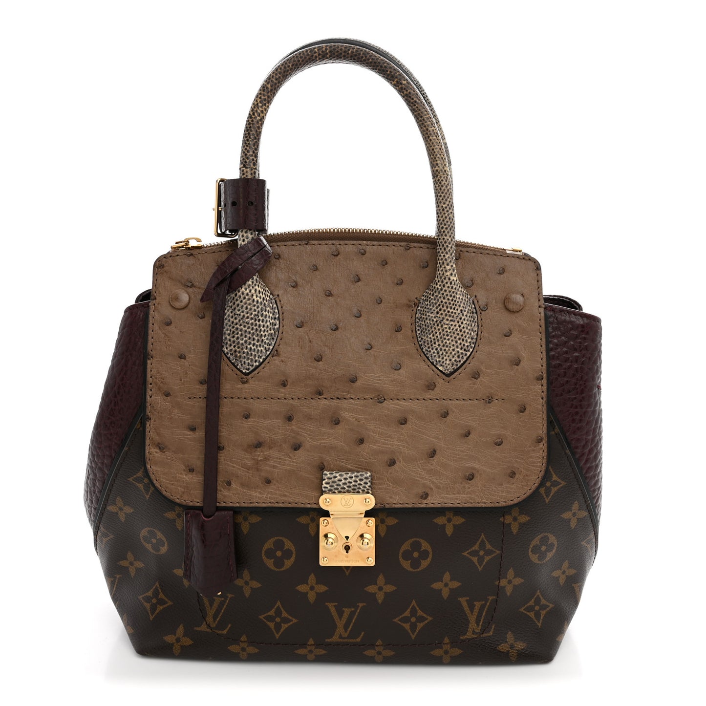 Monogram Ostrich Lizard Majestueux PM Bordeaux