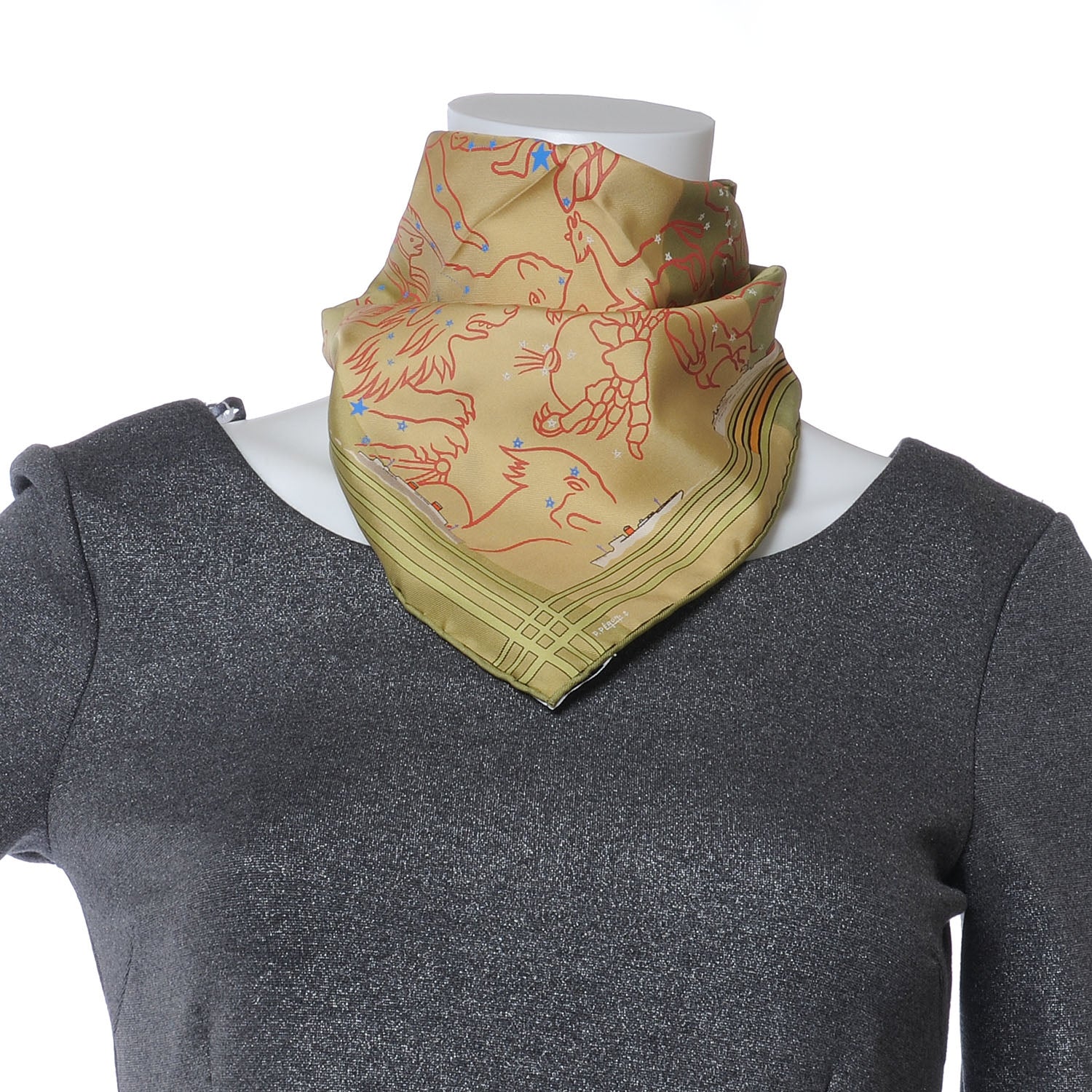 Hermes Silk Constellation Pocket Square Scarf 3 of 7