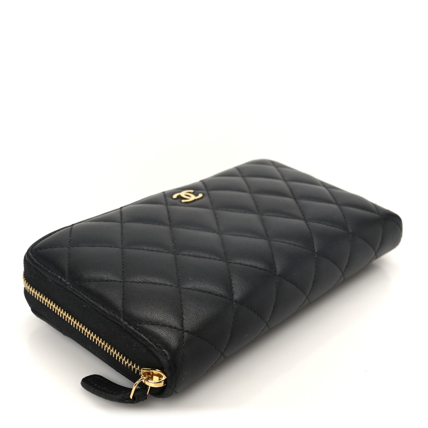 Chanel Lambskin Quilted Large Gusset Zip Around Wallet Black 4 of 9