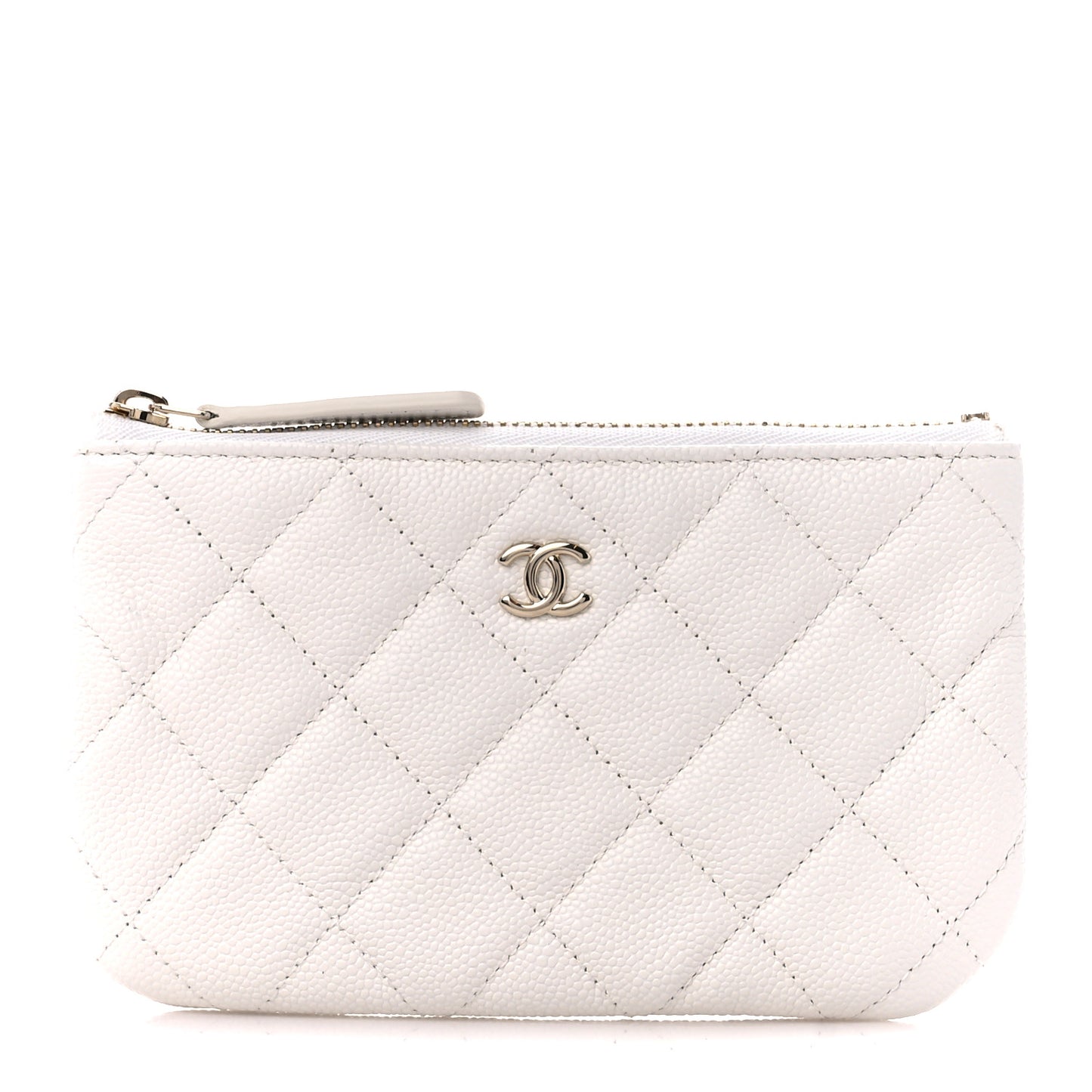 Caviar Quilted Small Cosmetic Case White