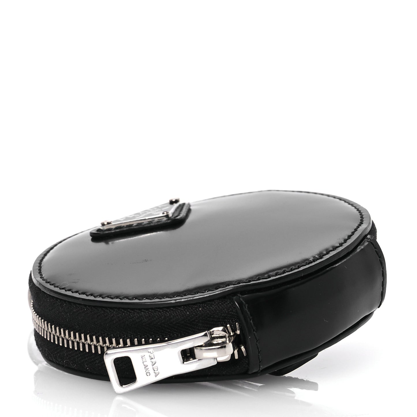 Spazzolato Round Coin Pouch Bag Charm Black