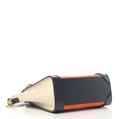 Celine Elephant Calfskin Nano Tri-Color Luggage Bright Orange 3 of 7