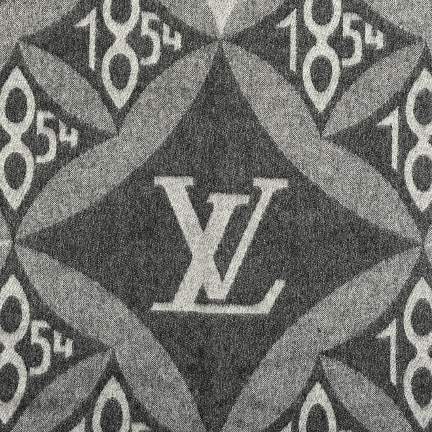 Louis Vuitton Wool Cashmere Since 1854 Scarf Gray 3 of 4