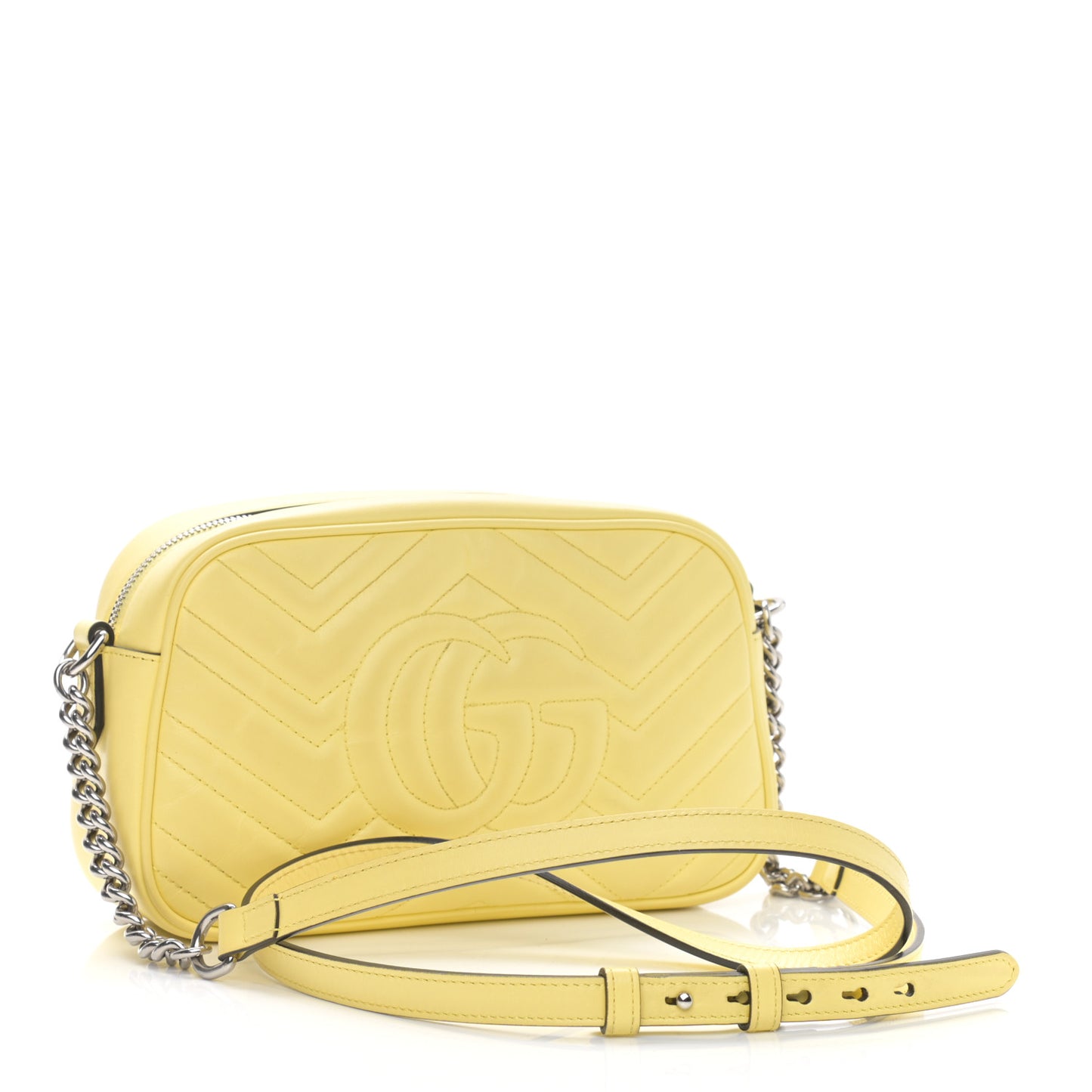 Calfskin Matelasse Small GG Marmont Chain Shoulder Bag Banana