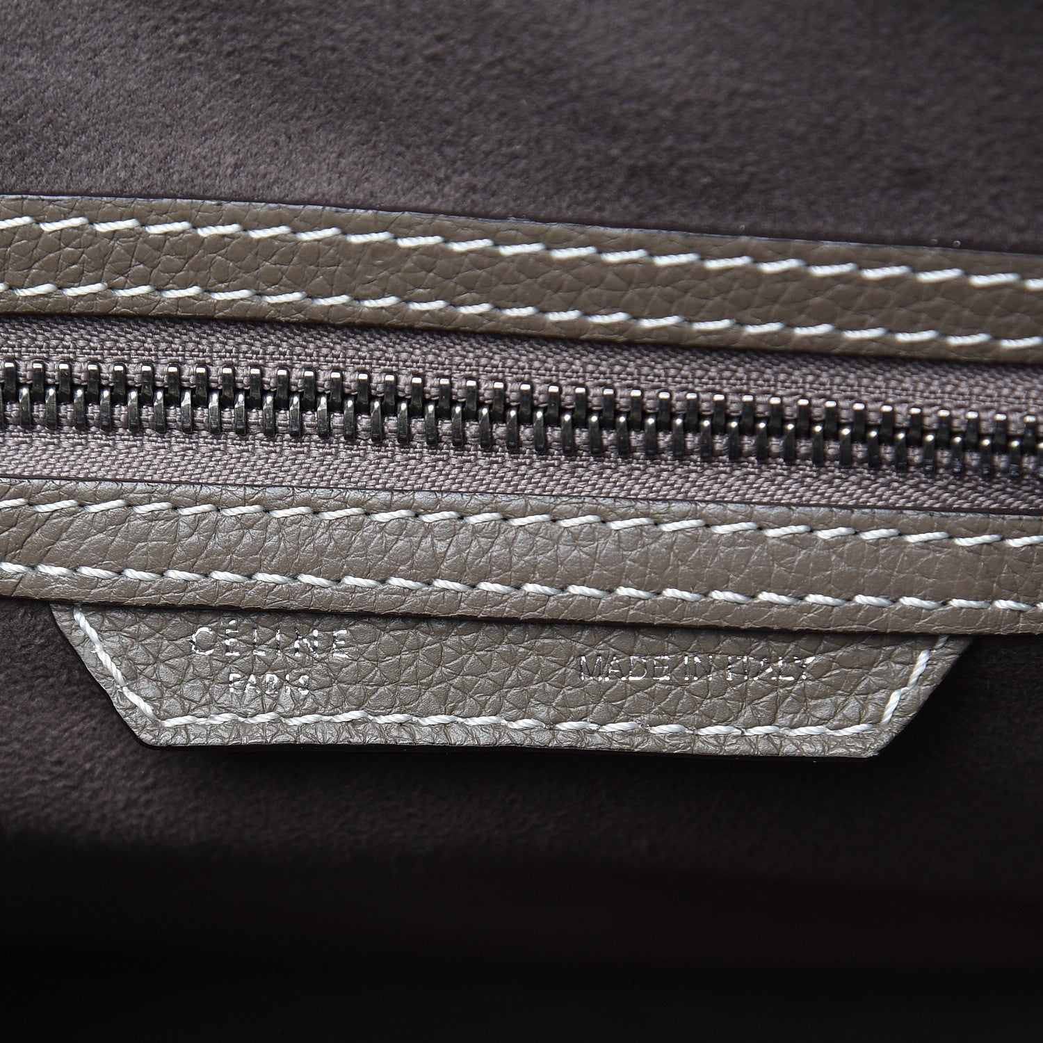 Celine Drummed Calfskin Micro Luggage Souris 6 of 16