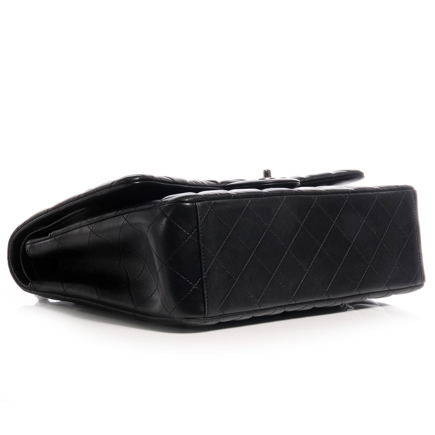 Lambskin Quilted Maxi Double Flap Black