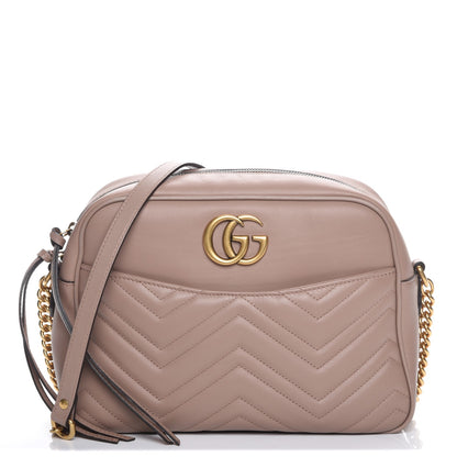 Gucci Calfskin Matelasse Medium GG Marmont Chain Shoulder Bag Porcelain Rose 1 of 7