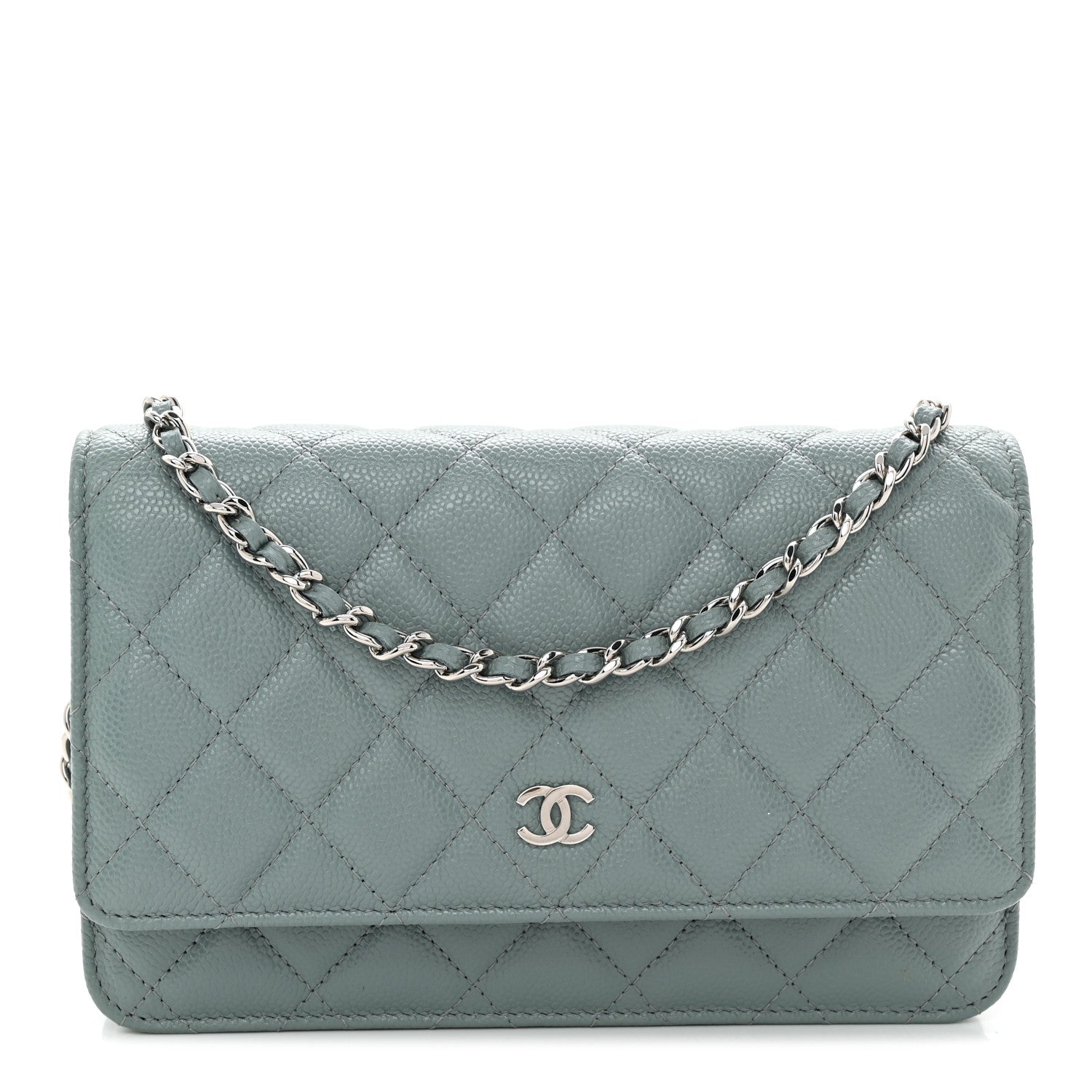 Chanel Caviar Quilted Wallet on Chain WOC Light Blue 1 of 11