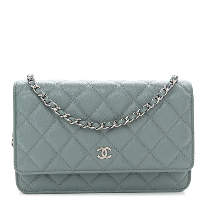 Chanel Caviar Quilted Wallet on Chain WOC Light Blue 1 of 11