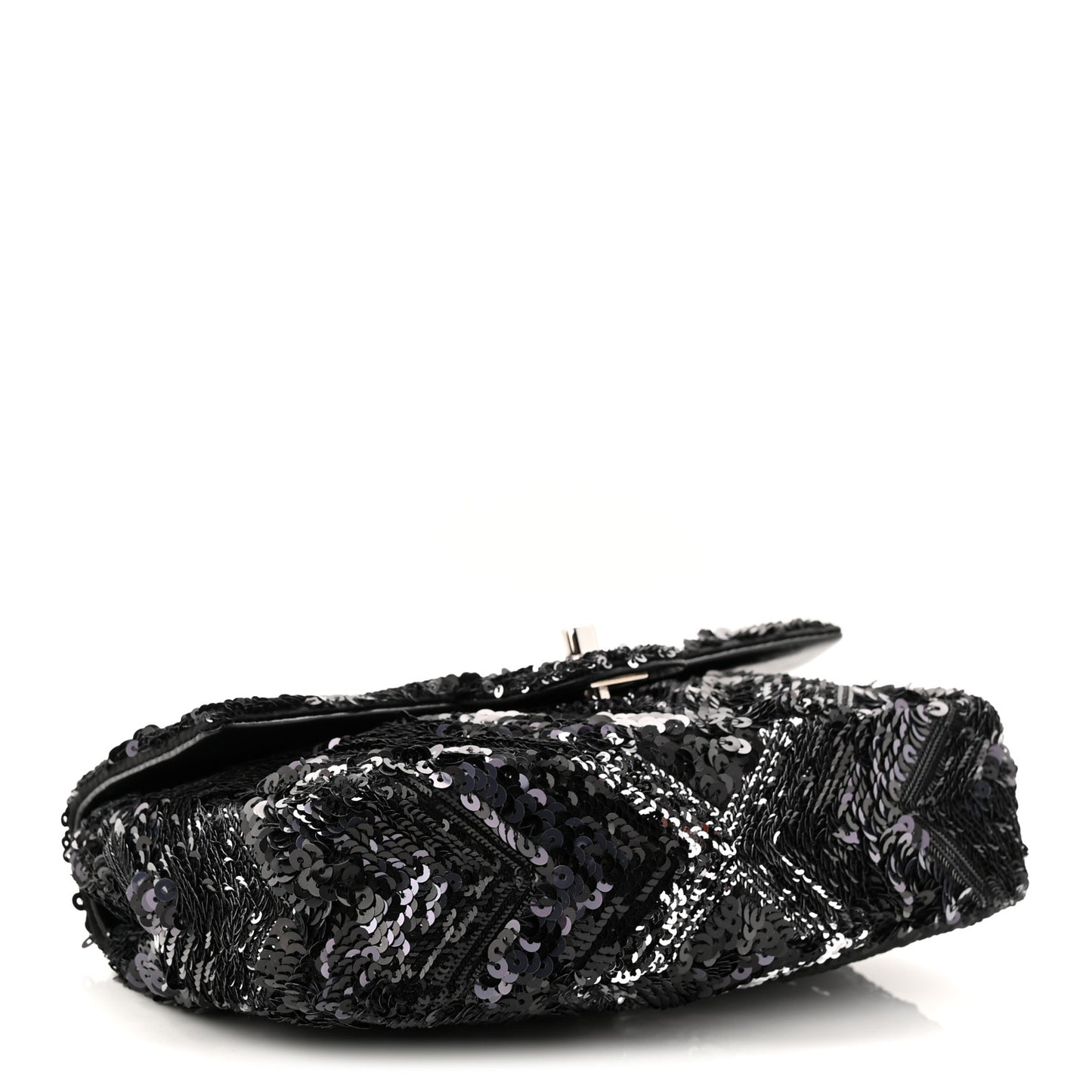 Sequins Chevron Mini Rectangular Flap Black