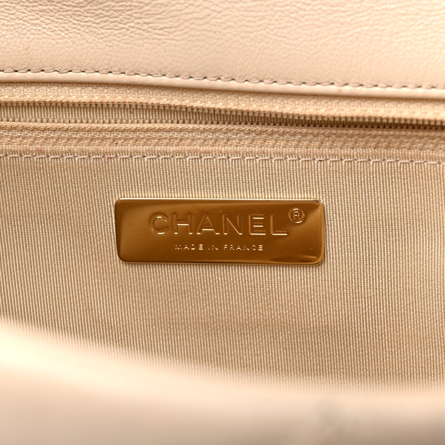 Lambskin Quilted Large Chanel 19 Flap Beige