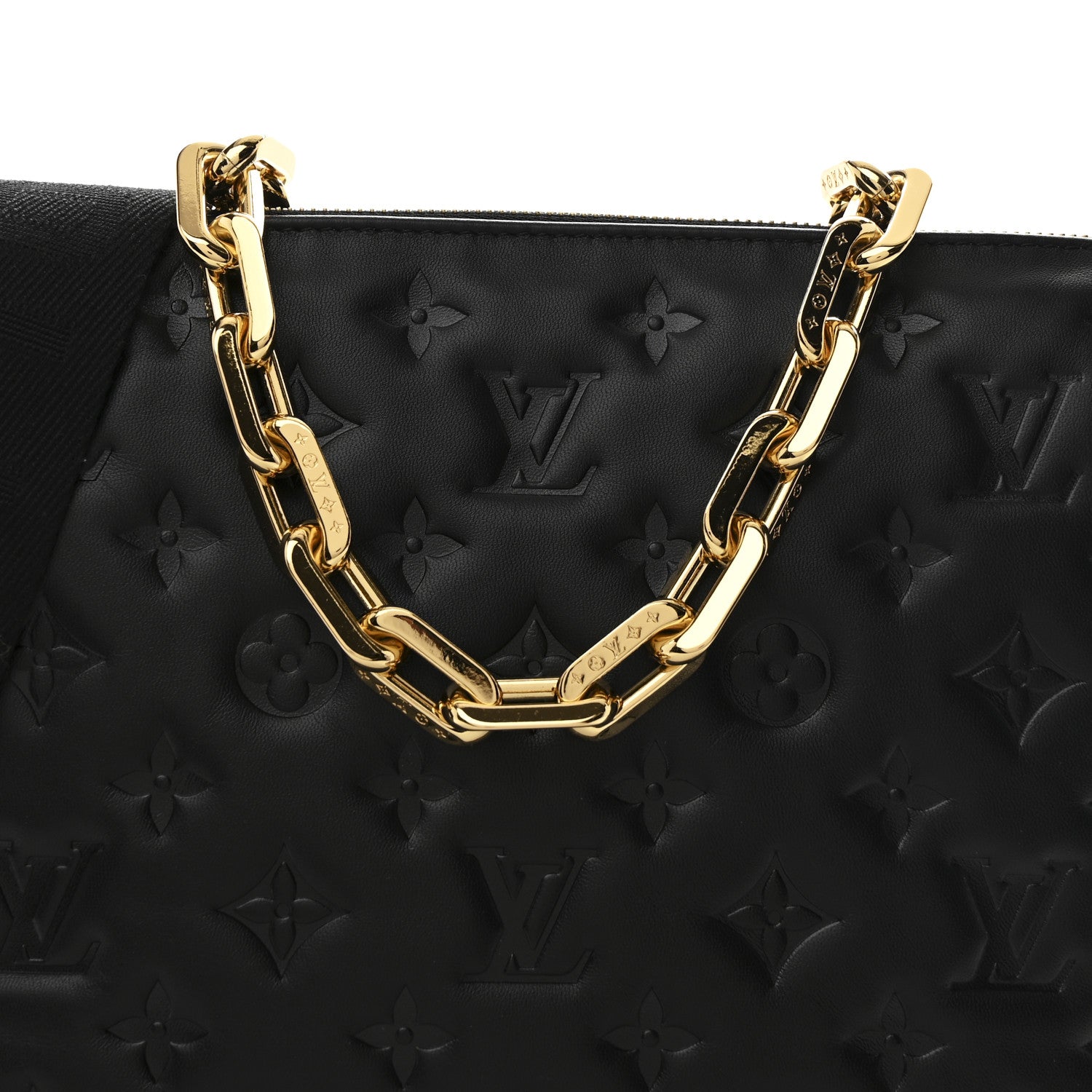 Louis Vuitton Lambskin Embossed Monogram Coussin PM Black 9 of 11
