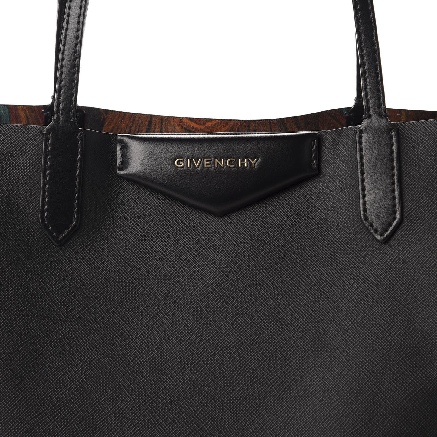 Coated Canvas Peacock Print Small Antigona Tote Black