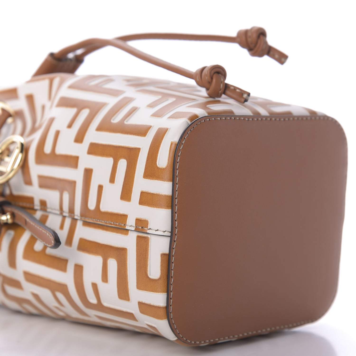 Fendi Vitello Grace F is Fendi Bi-Color FF 1974 Embossed Mini Mon Tresor Bucket Bag Camelia Saddler Brandy 7 of 10