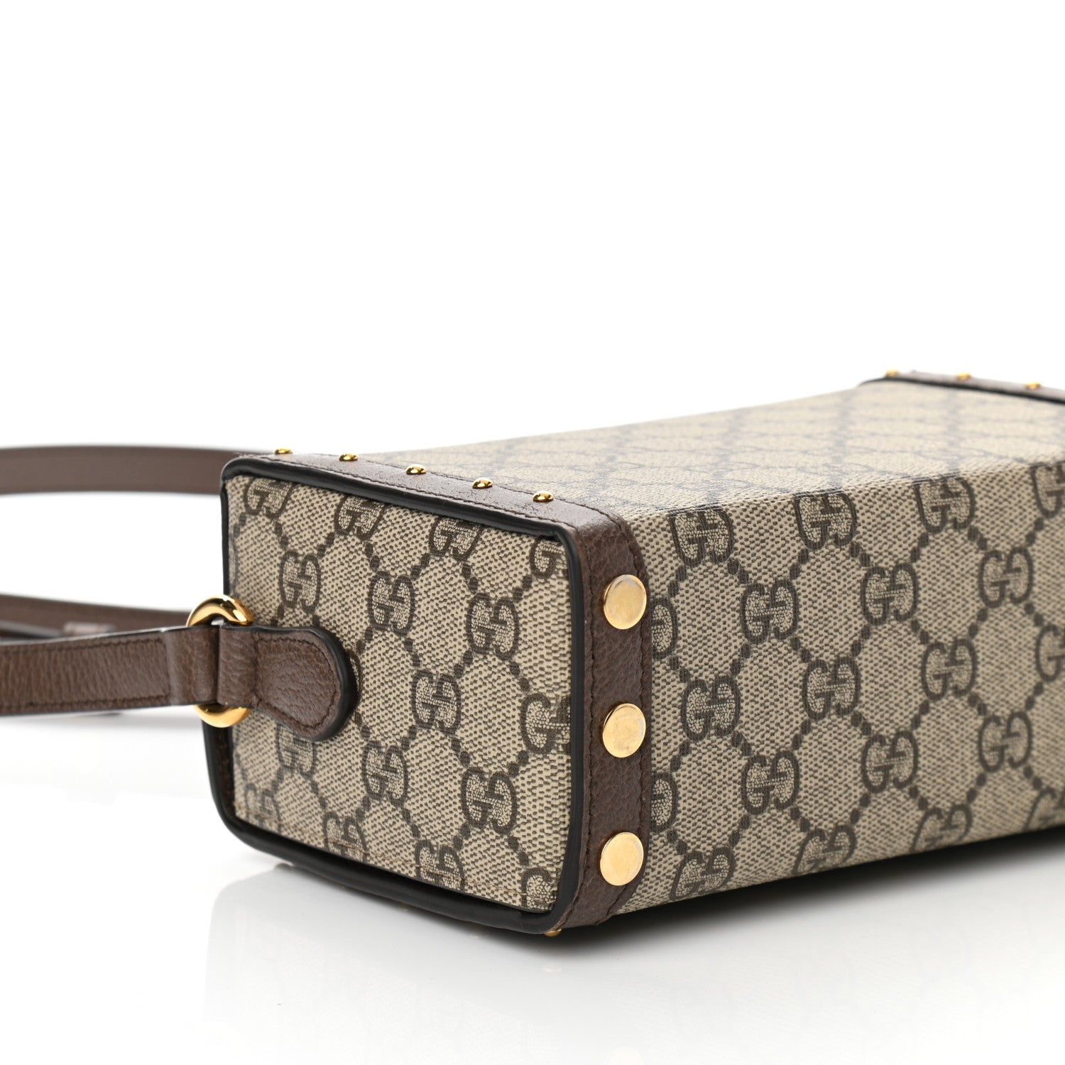 Gucci GG Supreme Monogram Textured Dollar Calfskin Mini Trunk Shoulder Bag Beige Ebony New Acero 9 of 10