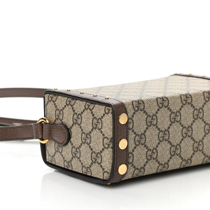 Gucci GG Supreme Monogram Textured Dollar Calfskin Mini Trunk Shoulder Bag Beige Ebony New Acero 9 of 10