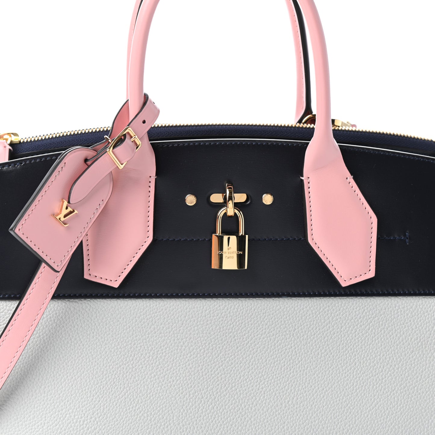 Calfskin City Steamer MM Gris Antartica Navy Rose Doux