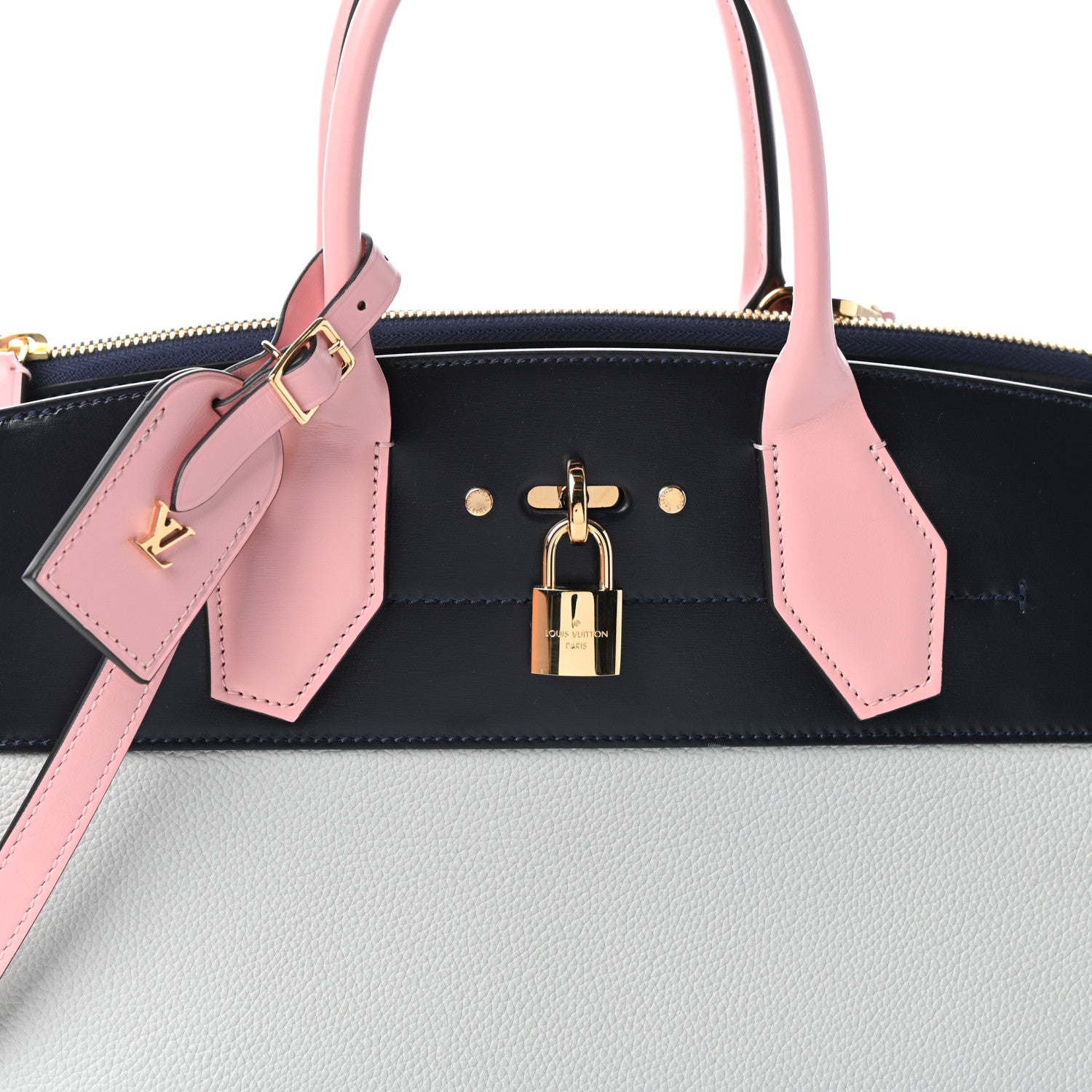 Louis Vuitton Calfskin City Steamer MM Gris Antartica Navy Rose Doux 7 of 9