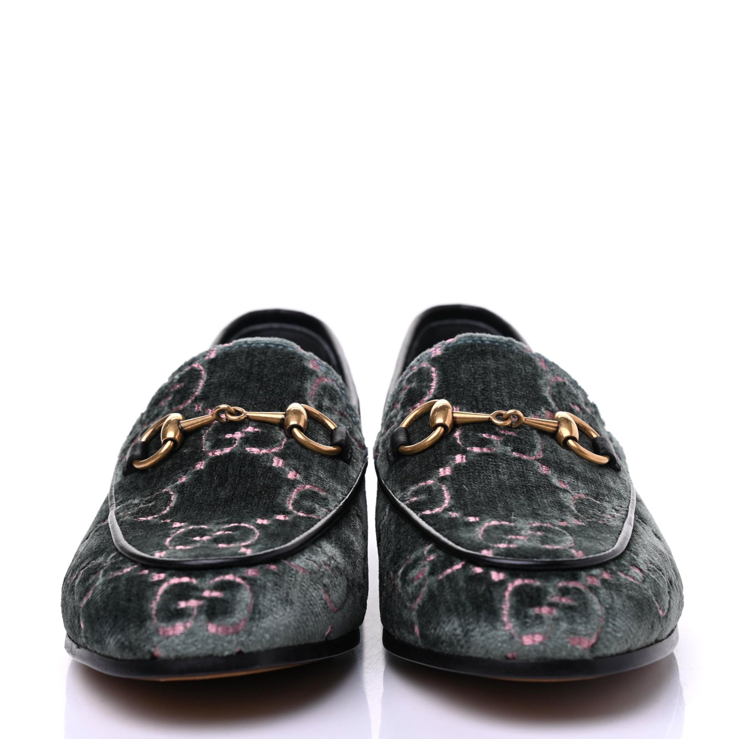 Velvet Malaga Kid GG Monogram Horsebit Womens Jordaan Loafers 35 Avio Dusty Pink Black