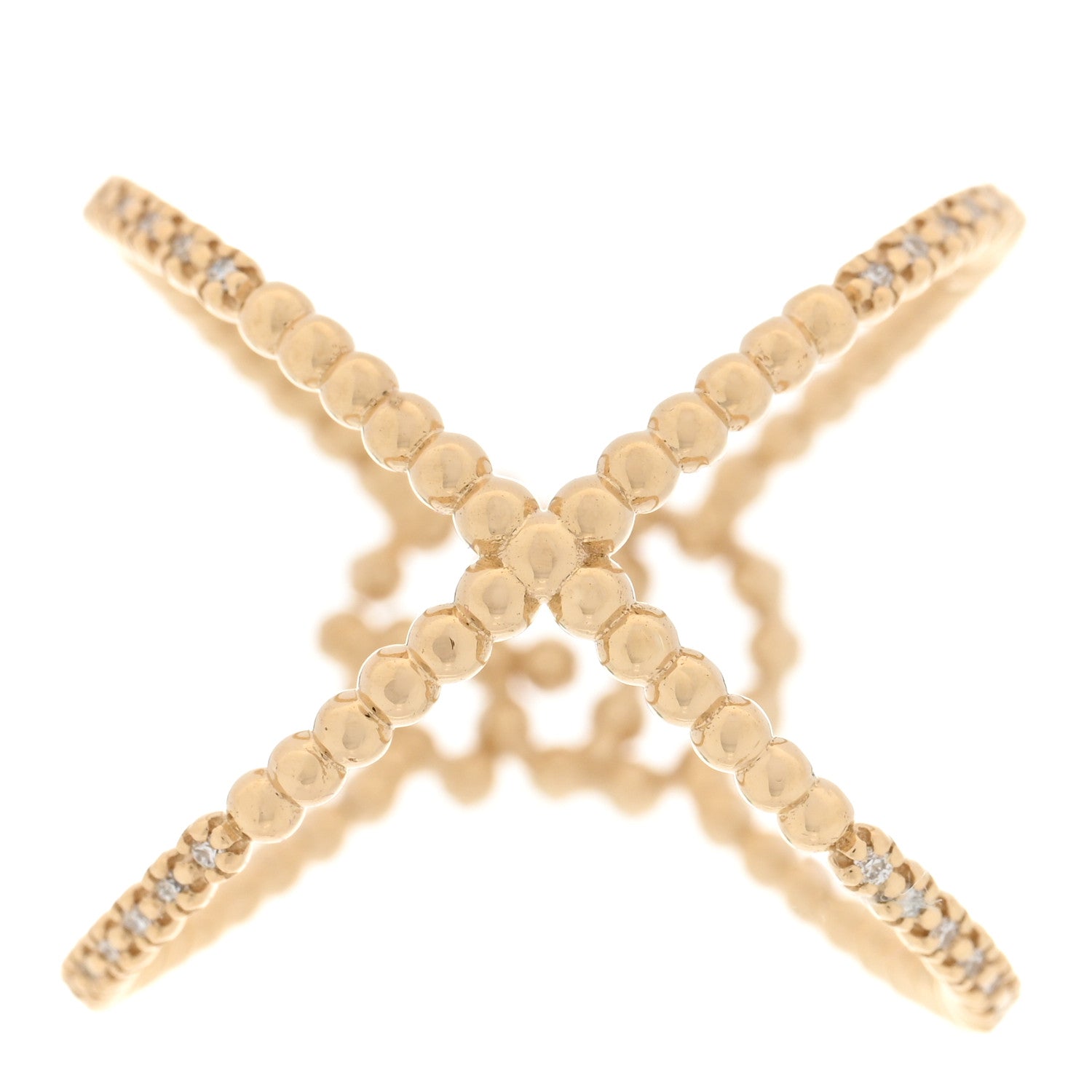 Gucci 18K Yellow Gold Diamond GG Running X Ring 54 6.75 3 of 5
