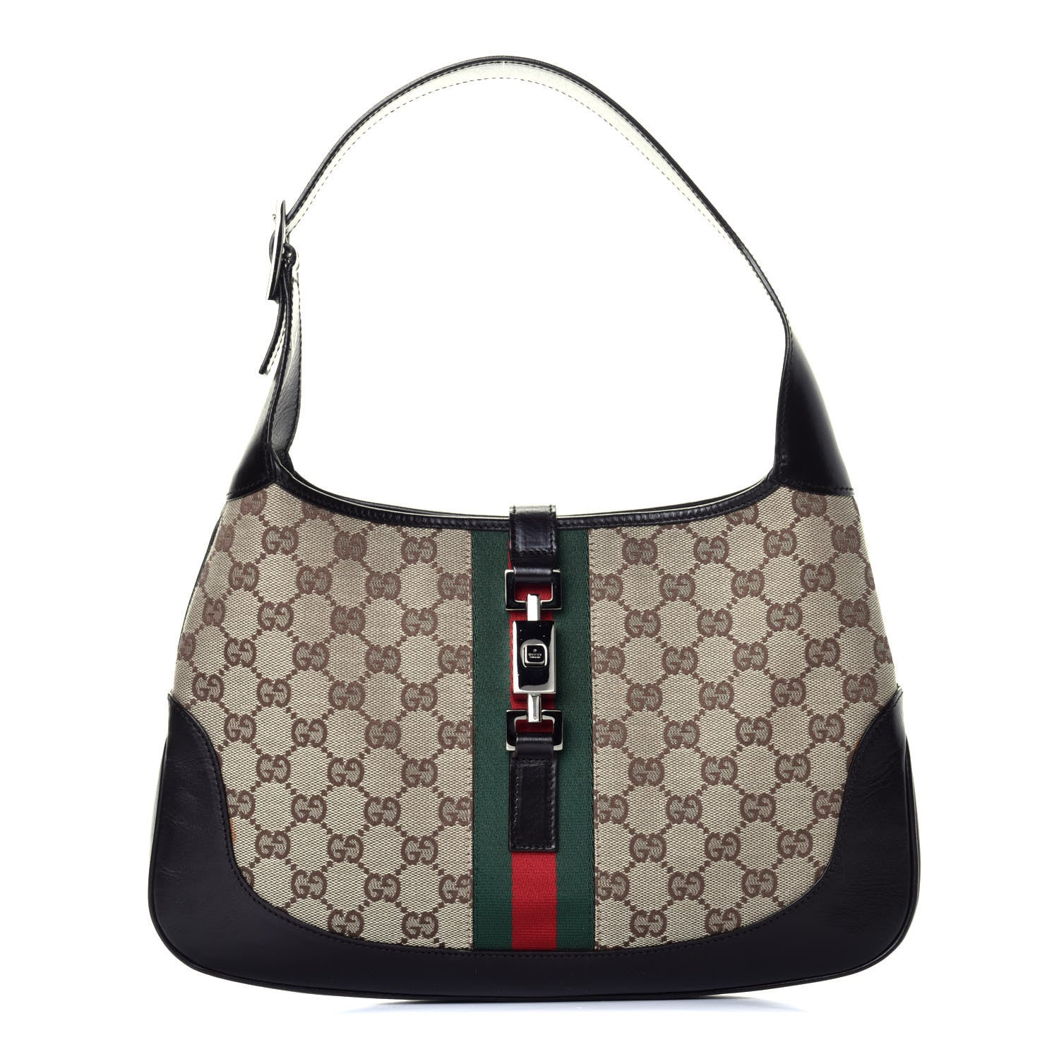 Gucci Monogram Web Jackie O Hobo Dark Brown 1 of 9