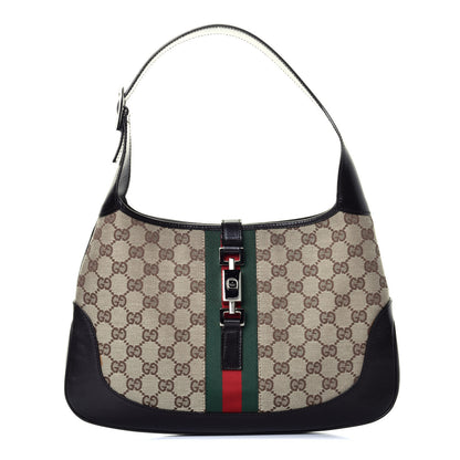 Gucci Monogram Web Jackie O Hobo Dark Brown 1 of 9