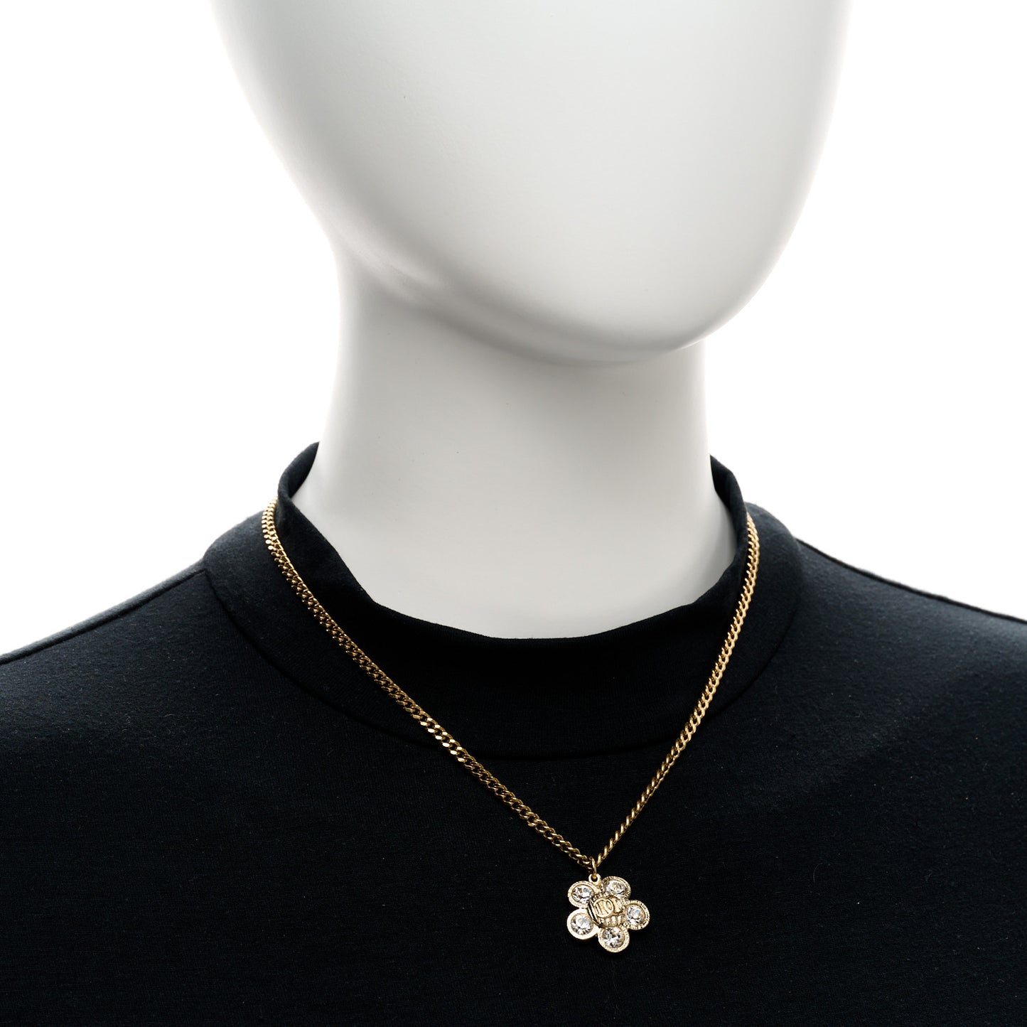 Crystal CC Flower Pendant Necklace Gold