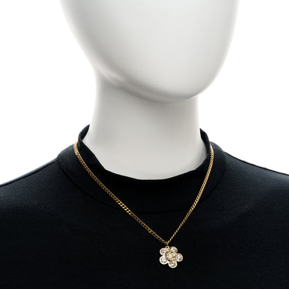 Chanel Crystal CC Flower Pendant Necklace Gold 2 of 6