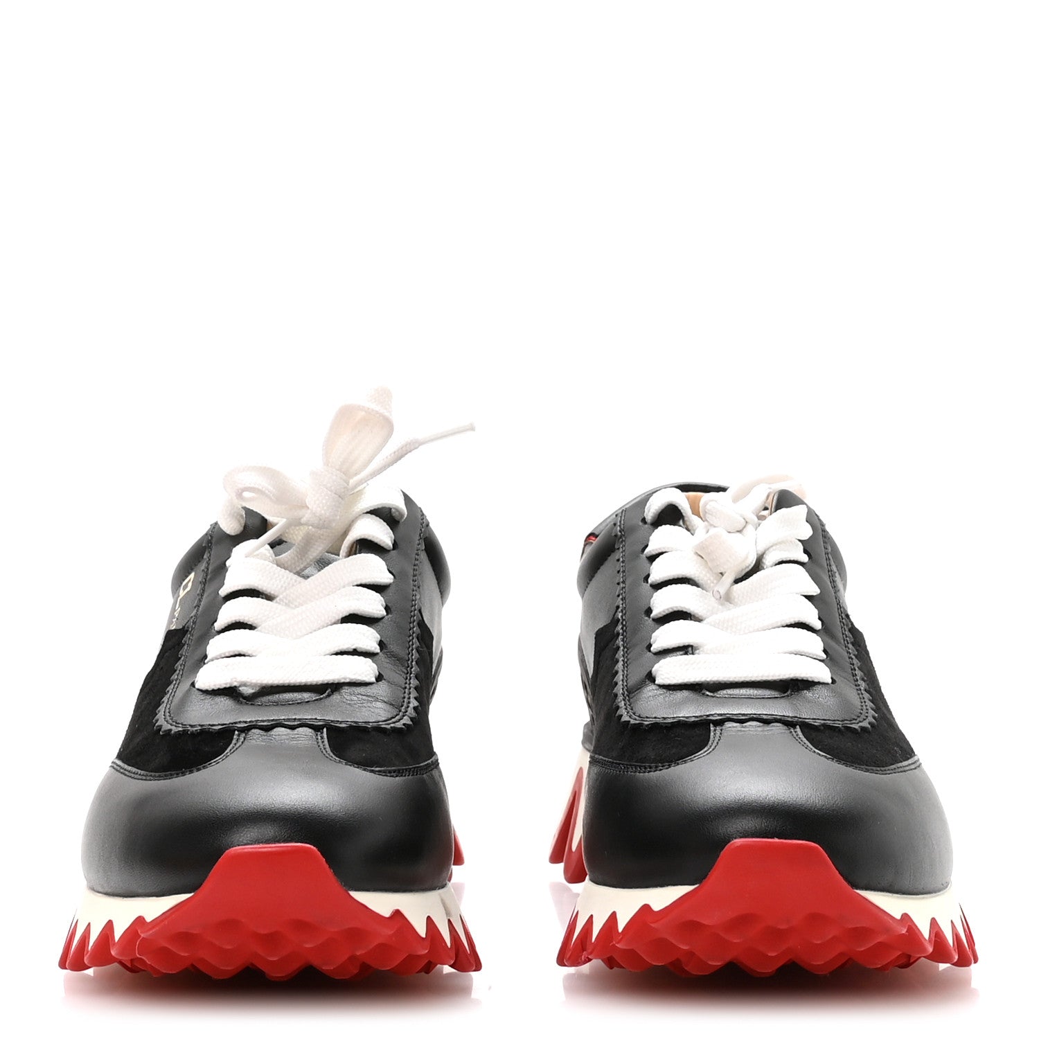 Christian Louboutin Calfskin Suede Patent Womens Loubishark Sneakers 38.5 Black Loubi 3 of 7