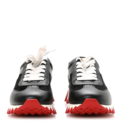 Christian Louboutin Calfskin Suede Patent Womens Loubishark Sneakers 38.5 Black Loubi 3 of 7