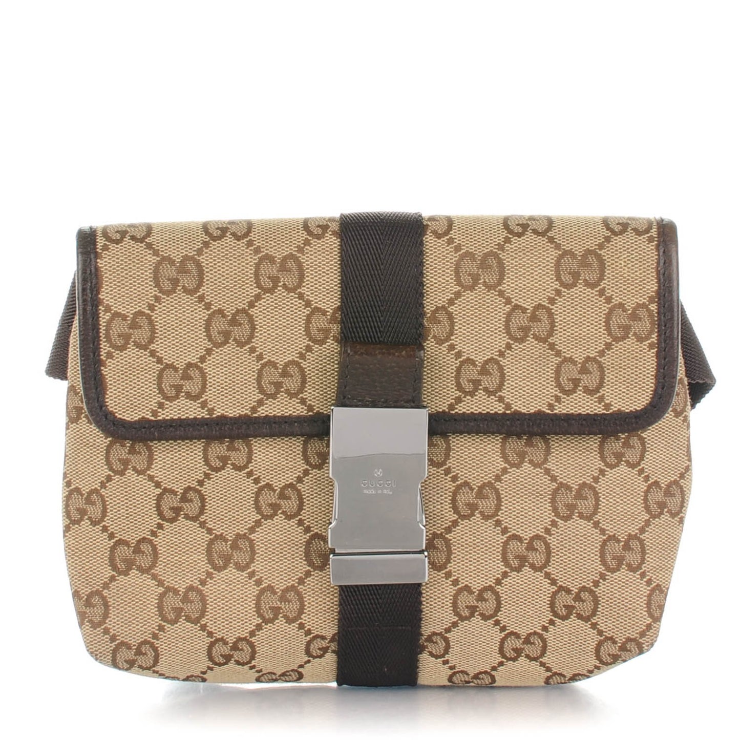 GG Monogram Buckle Belt Bag Dark Brown