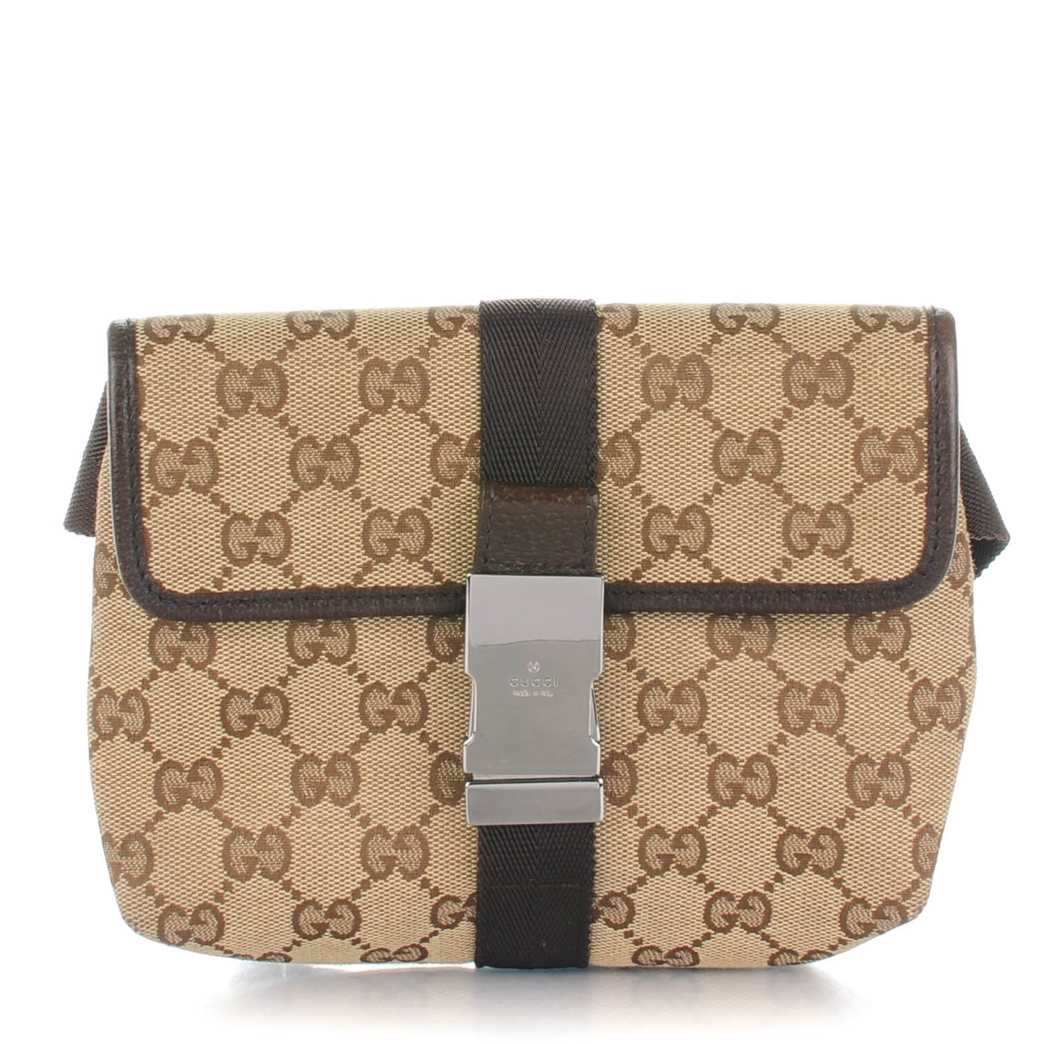 Gucci GG Monogram Buckle Belt Bag Dark Brown 1 of 8