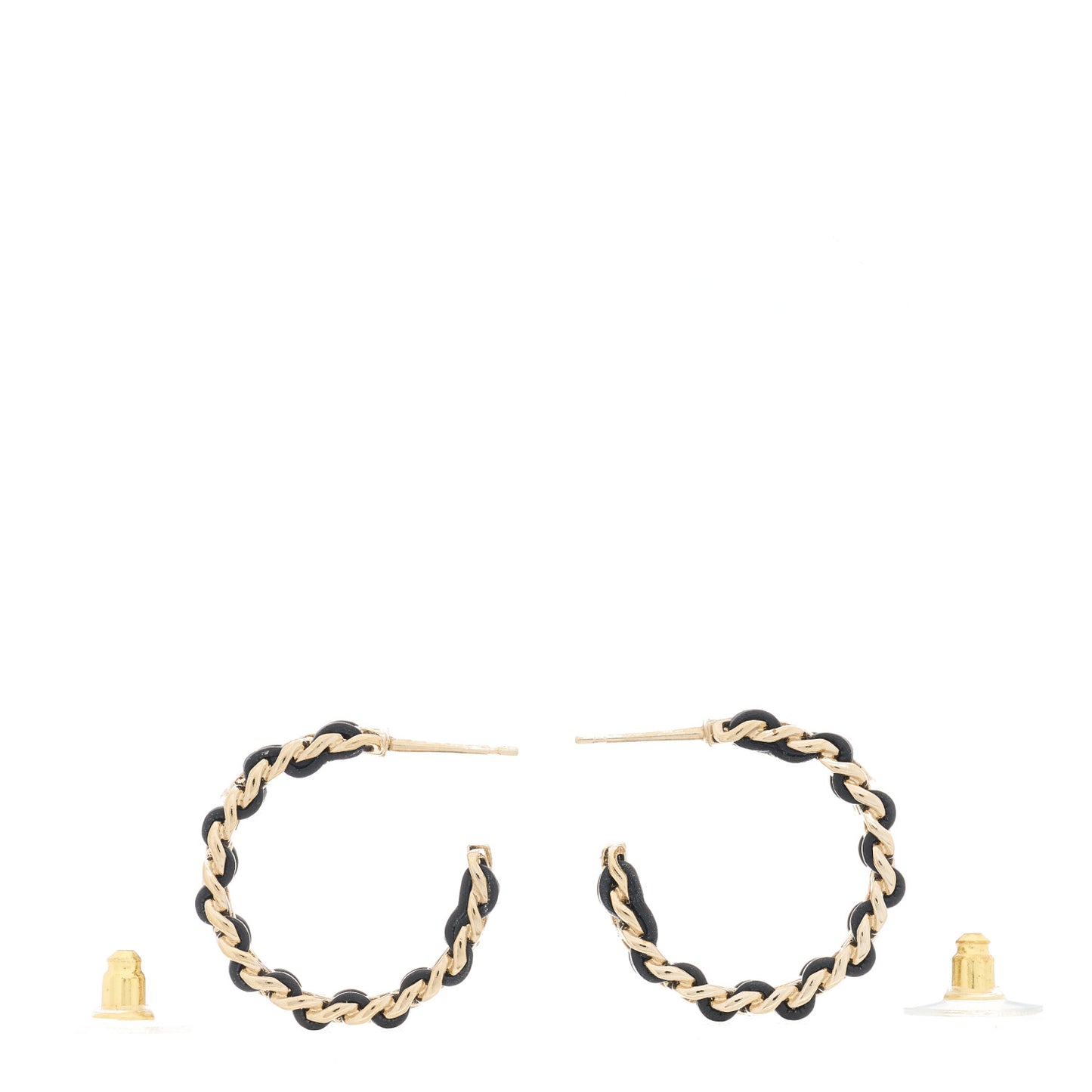 Lambskin Crystal Star Chain Hoop Earrings Gold Black