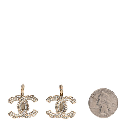 Chanel Baguette Crystal CC Dangle Earrings Light Gold 2 of 4