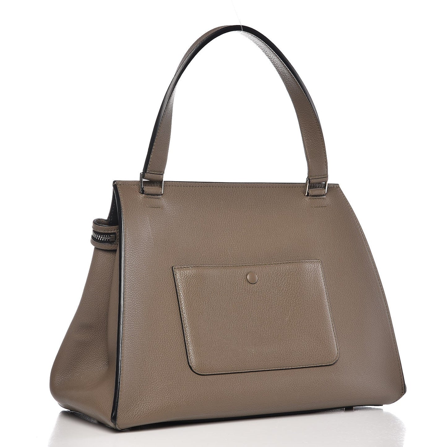 Drummed Calfskin Medium Edge Shoulder Bag Grey