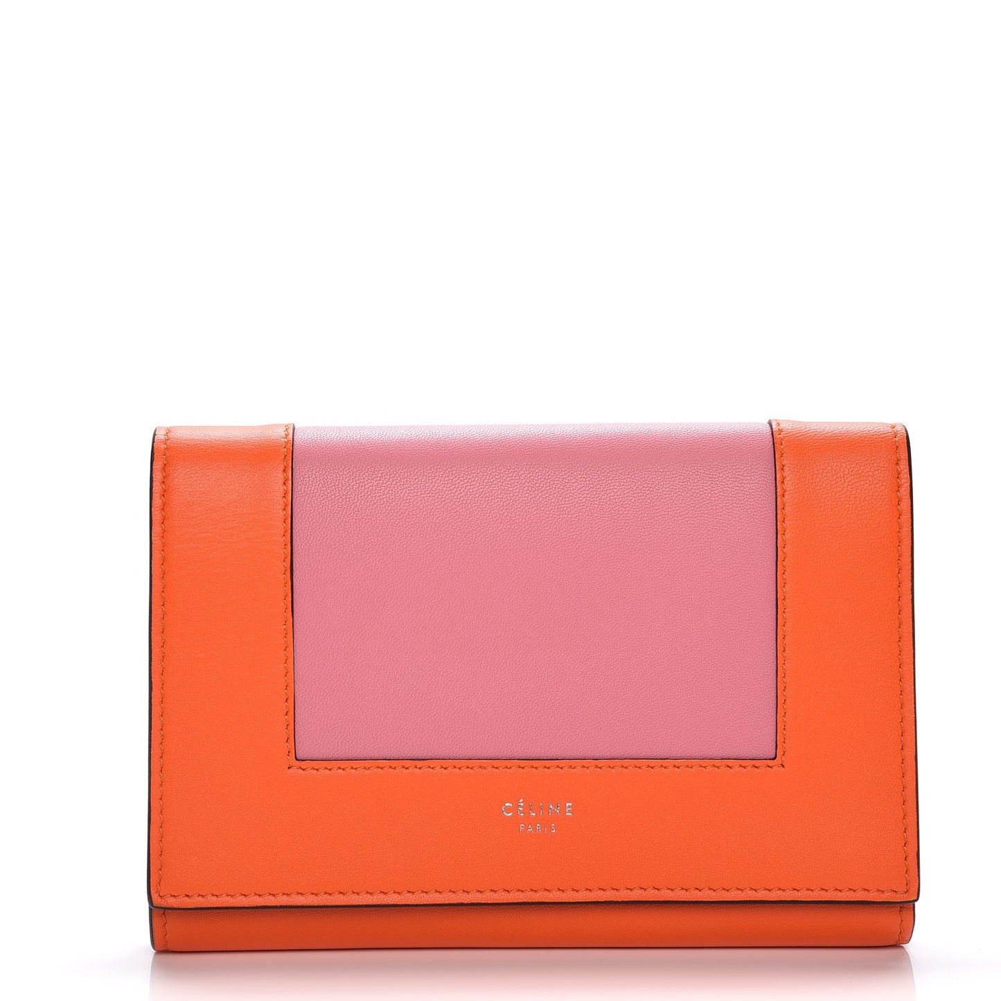 Smooth Lambskin Medium Frame Multifunction Wallet Orange Flamingo