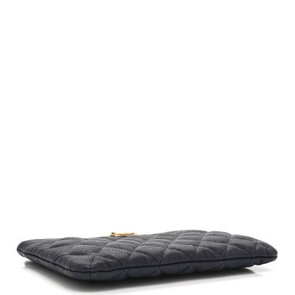 Chanel Caviar Quilted Small Zipped Boy Pouch Navy Blue 4 of 10