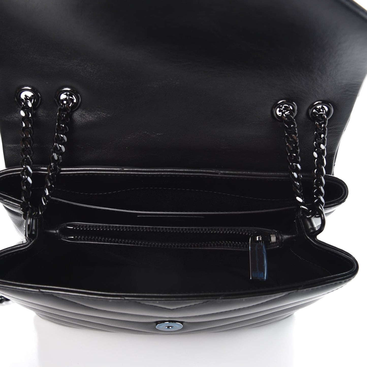Calfskin Y Quilted Monogram Small Loulou Chain Satchel Black