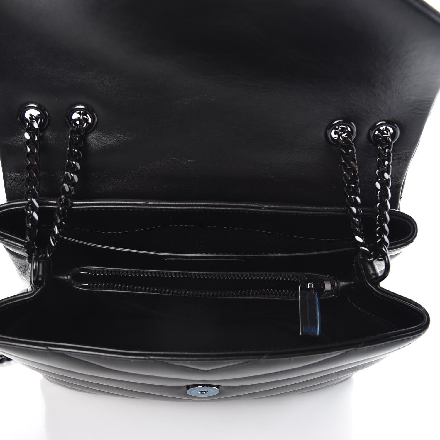 Saint Laurent Calfskin Y Quilted Monogram Small Loulou Chain Satchel Black 5 of 6