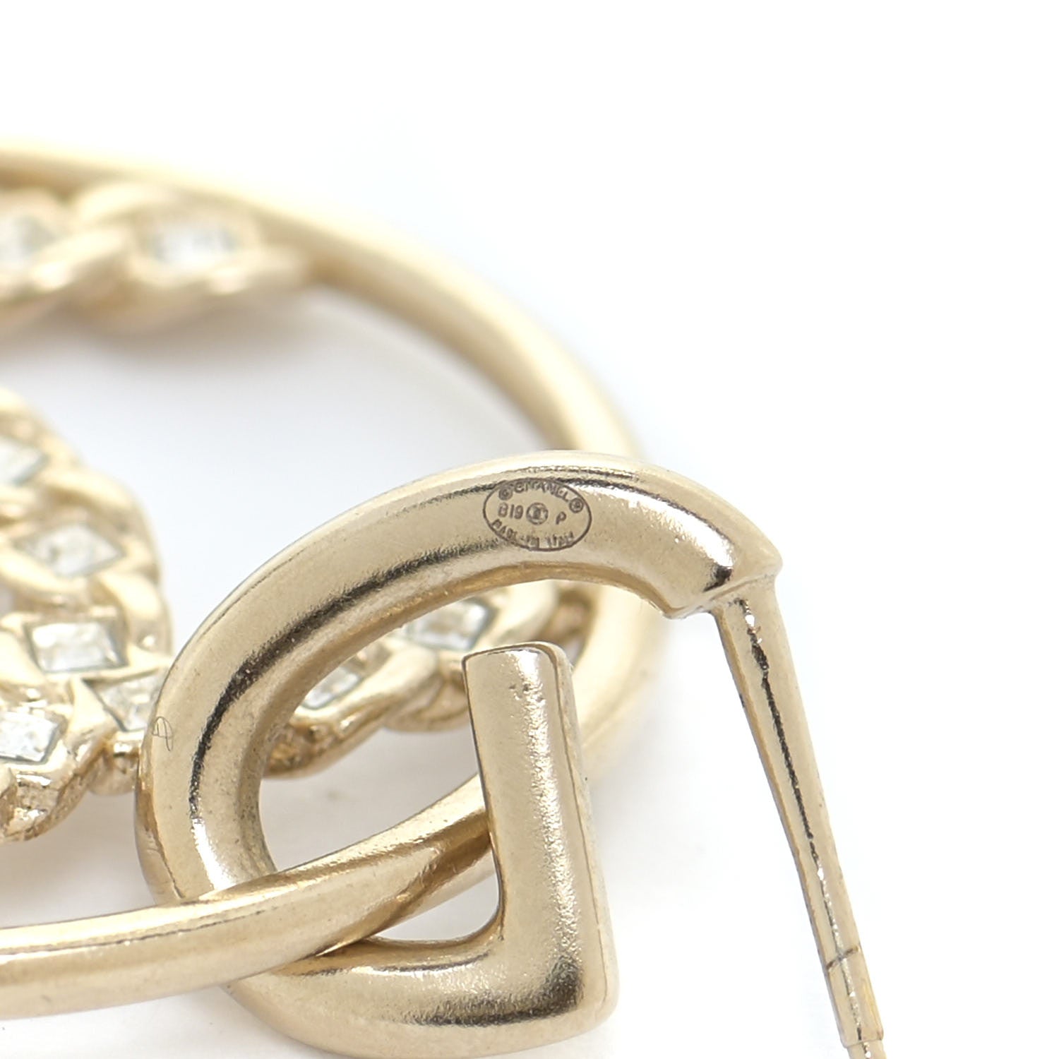 Chanel Baguette Crystal High Society CC Drop Earrings Gold 4 of 5